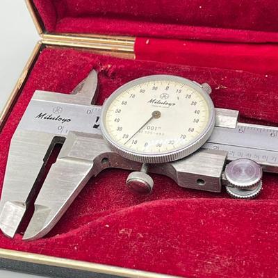 LOT 44: Vintage Mitutoyo Dial Caliper Precision Instrument in Case