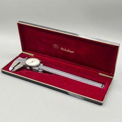 LOT 44: Vintage Mitutoyo Dial Caliper Precision Instrument in Case
