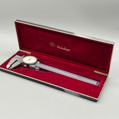 LOT 44: Vintage Mitutoyo Dial Caliper Precision Instrument in Case