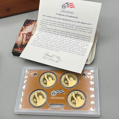 LOT 45: 40% Silver Eisenhower Dollar Proof + Vintage Trinkets and Boxes