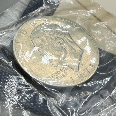 LOT 45: 40% Silver Eisenhower Dollar Proof + Vintage Trinkets and Boxes