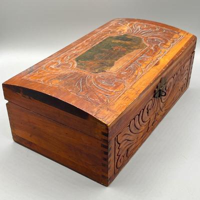 LOT 46: Decorative Mirrored Box w/ Vintage Items - Travel Clocks and More