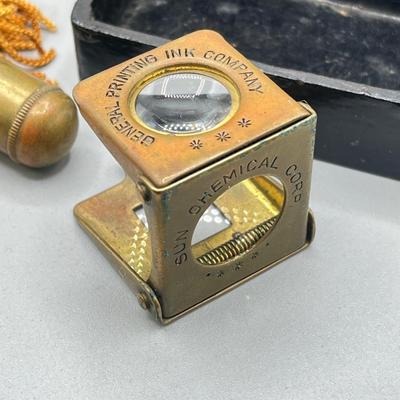 LOT 46: Decorative Mirrored Box w/ Vintage Items - Travel Clocks and More