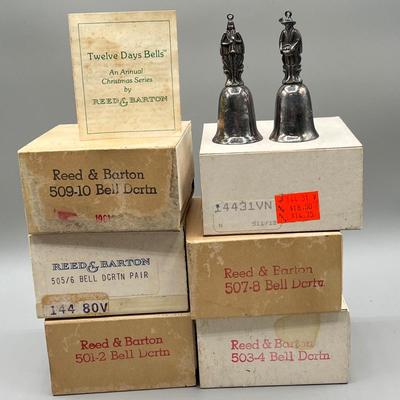 LOT 47: Complete set Vintage Reed & Barton Silver Plate 12 Days of Christmas Bells