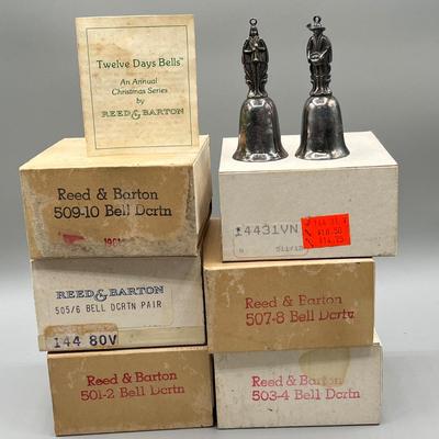 LOT 47: Complete set Vintage Reed & Barton Silver Plate 12 Days of Christmas Bells