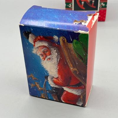 LOT 50: Vintage Plastic Santas + Christmas Ornaments