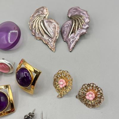 LOT 60: Funky Vintage Pink and Purple Earrings