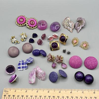 LOT 60: Funky Vintage Pink and Purple Earrings
