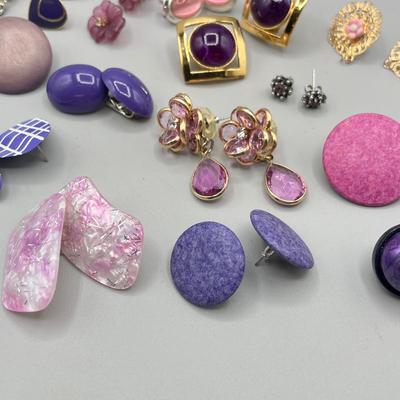LOT 60: Funky Vintage Pink and Purple Earrings