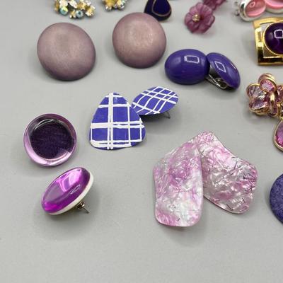 LOT 60: Funky Vintage Pink and Purple Earrings