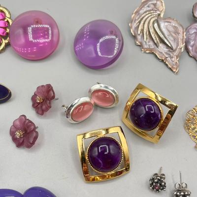 LOT 60: Funky Vintage Pink and Purple Earrings
