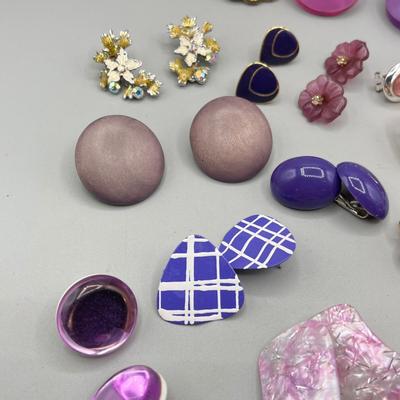 LOT 60: Funky Vintage Pink and Purple Earrings