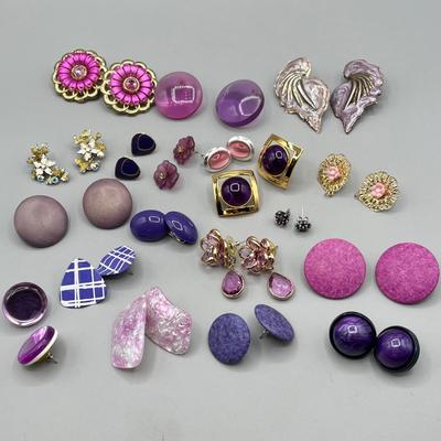 LOT 60: Funky Vintage Pink and Purple Earrings