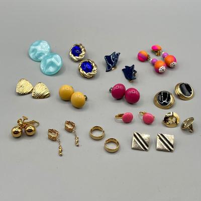 LOT 67: Bright Retro Screwback and Clip On Earring Collection