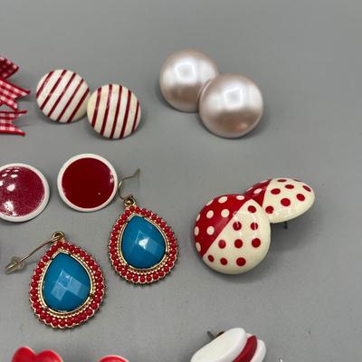 LOT 69: Fun Red Themed Vintage Earrings