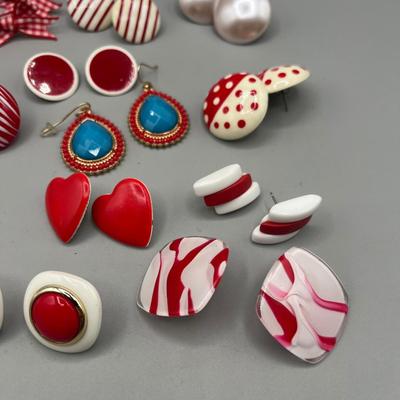 LOT 69: Fun Red Themed Vintage Earrings