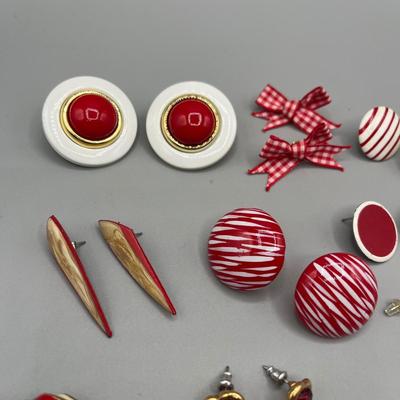 LOT 69: Fun Red Themed Vintage Earrings