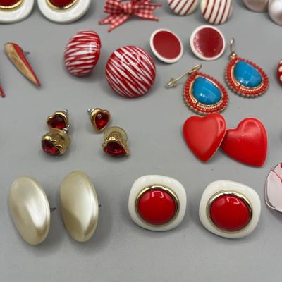 LOT 69: Fun Red Themed Vintage Earrings