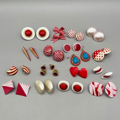 LOT 69: Fun Red Themed Vintage Earrings
