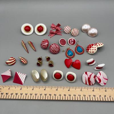 LOT 69: Fun Red Themed Vintage Earrings