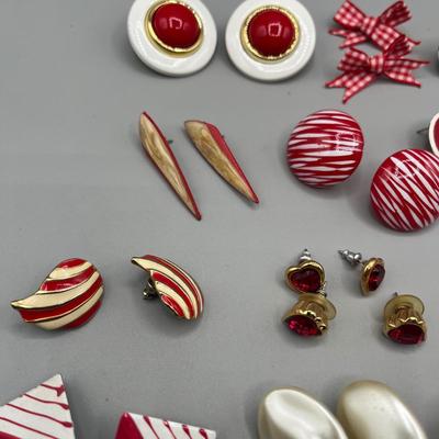 LOT 69: Fun Red Themed Vintage Earrings