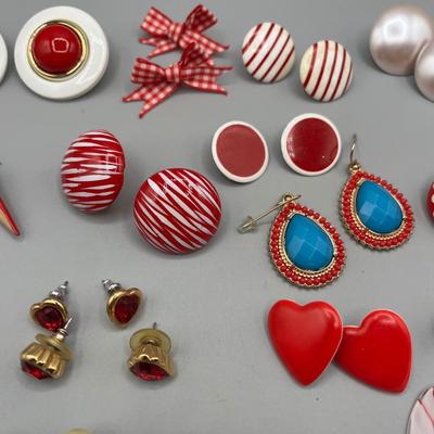LOT 69: Fun Red Themed Vintage Earrings