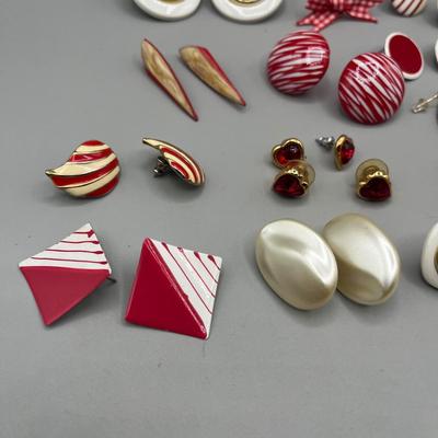 LOT 69: Fun Red Themed Vintage Earrings