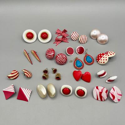 LOT 69: Fun Red Themed Vintage Earrings
