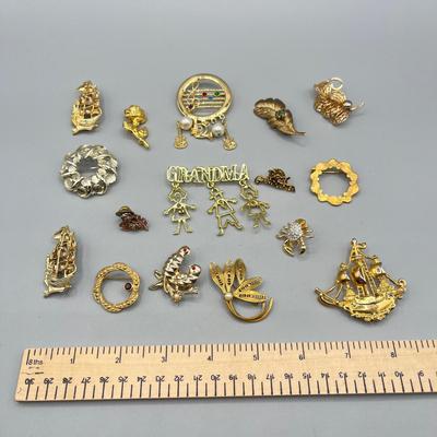 LOT 73: Vintage Pin/Brooch Collection Including Some Birthstone and "Grandma" Pieces