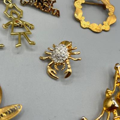 LOT 73: Vintage Pin/Brooch Collection Including Some Birthstone and "Grandma" Pieces