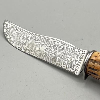 LOT 92: Vintage Carved Wood Handle Fixed Blade Knives - Rostfrei, Shrade and More