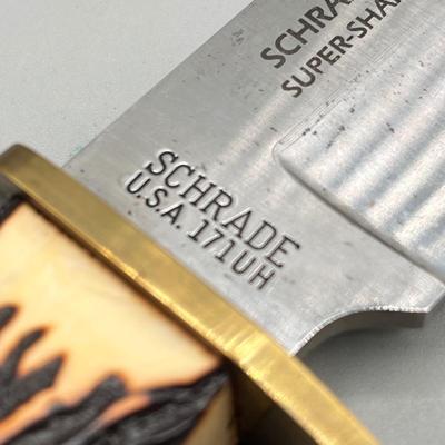 LOT 92: Vintage Carved Wood Handle Fixed Blade Knives - Rostfrei, Shrade and More