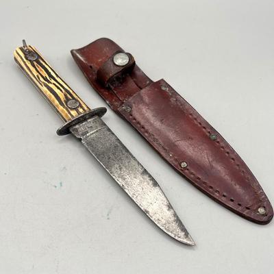 LOT 92: Vintage Carved Wood Handle Fixed Blade Knives - Rostfrei, Shrade and More