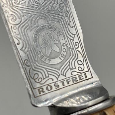 LOT 92: Vintage Carved Wood Handle Fixed Blade Knives - Rostfrei, Shrade and More