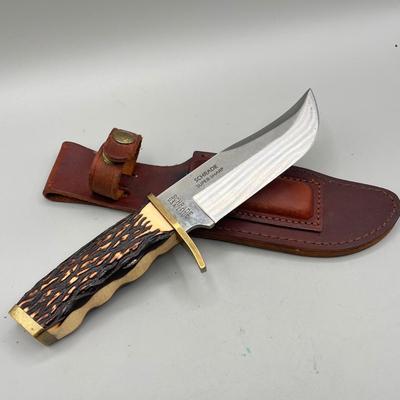 LOT 92: Vintage Carved Wood Handle Fixed Blade Knives - Rostfrei, Shrade and More