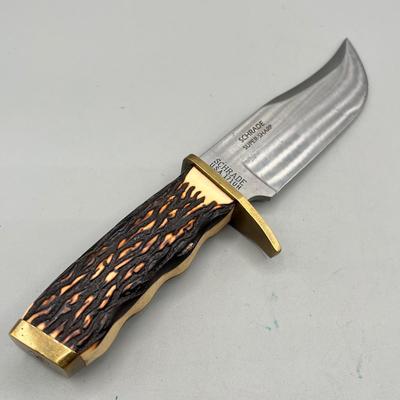 LOT 92: Vintage Carved Wood Handle Fixed Blade Knives - Rostfrei, Shrade and More