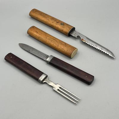 LOT 92: Vintage Stainless Steel Camping/Hunting Utensils