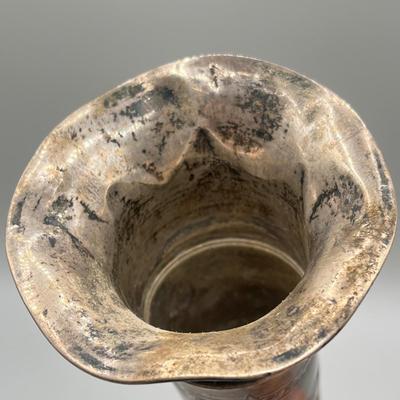 LOT 97: Weighted Bottom Sterling Silver Tall Vase