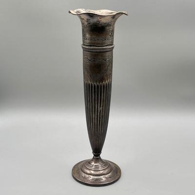 LOT 97: Weighted Bottom Sterling Silver Tall Vase