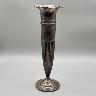 LOT 97: Weighted Bottom Sterling Silver Tall Vase
