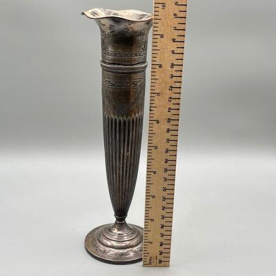 LOT 97: Weighted Bottom Sterling Silver Tall Vase