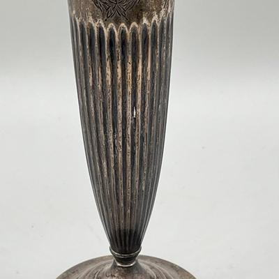 LOT 97: Weighted Bottom Sterling Silver Tall Vase