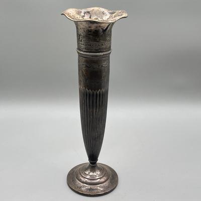 LOT 97: Weighted Bottom Sterling Silver Tall Vase