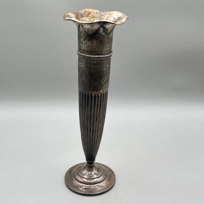 LOT 97: Weighted Bottom Sterling Silver Tall Vase