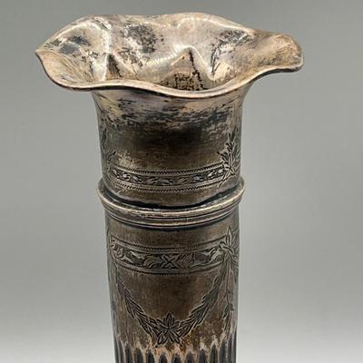 LOT 97: Weighted Bottom Sterling Silver Tall Vase