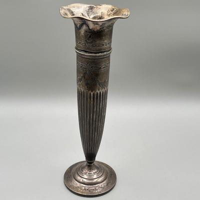 LOT 97: Weighted Bottom Sterling Silver Tall Vase