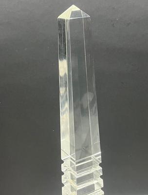 LOT 161: Pair Of MCM Lucite Acrylic Obelisks - 15” And 12”