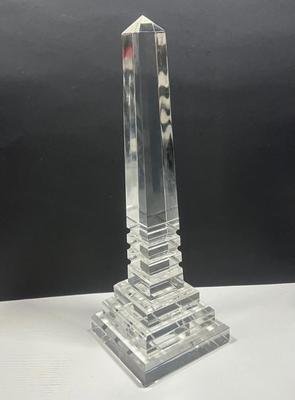 LOT 161: Pair Of MCM Lucite Acrylic Obelisks - 15” And 12”