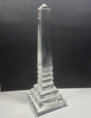 LOT 161: Pair Of MCM Lucite Acrylic Obelisks - 15” And 12”