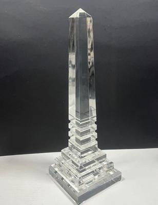 LOT 161: Pair Of MCM Lucite Acrylic Obelisks - 15” And 12”